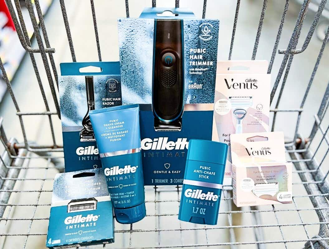 Gillette & Venus Intimate Grooming line products in shopping cart