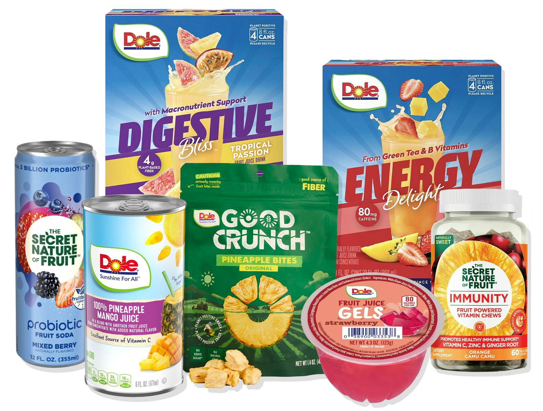 various new snack and drink releases from dole