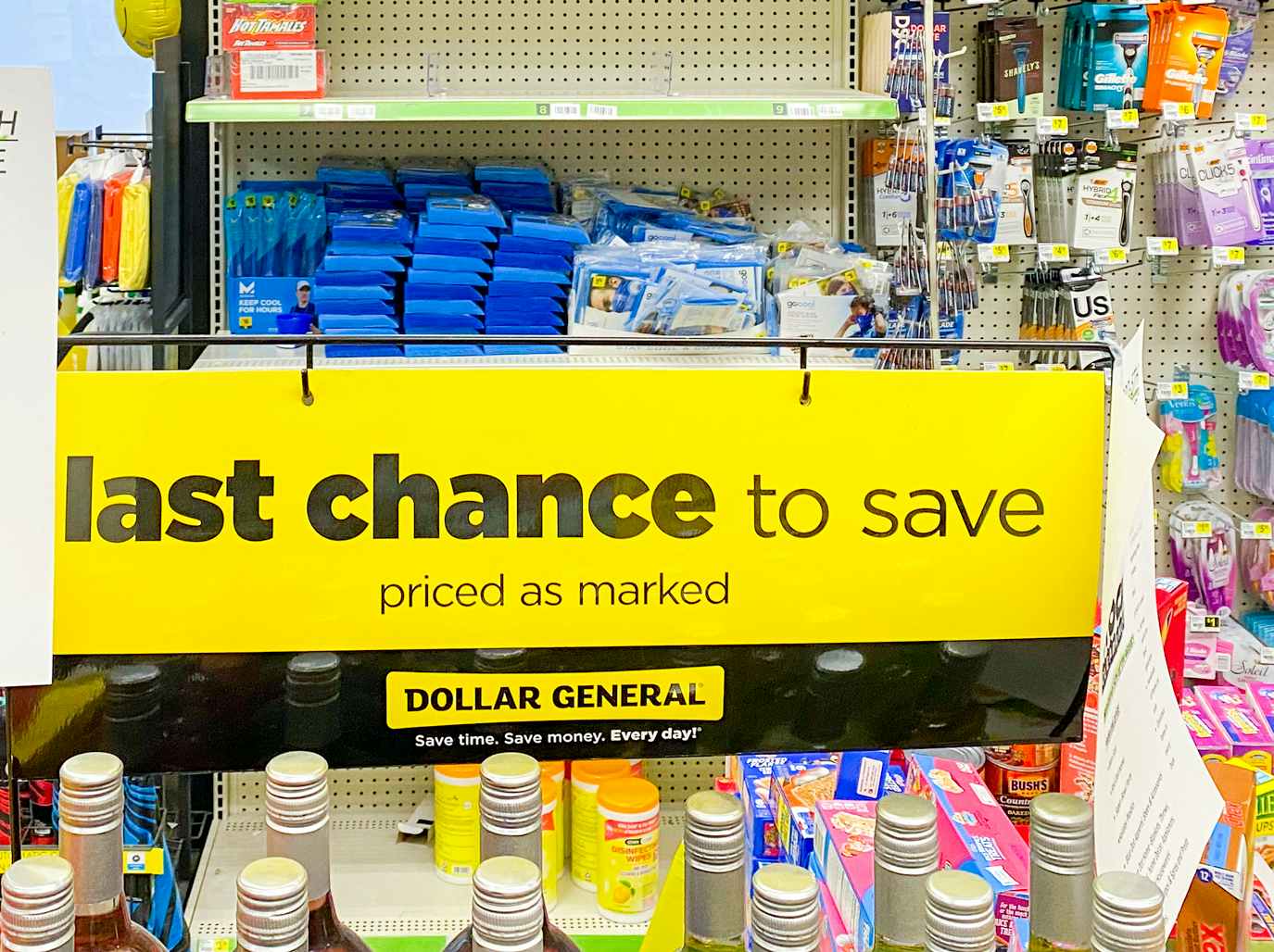 last chance clearance event sign at dollar general