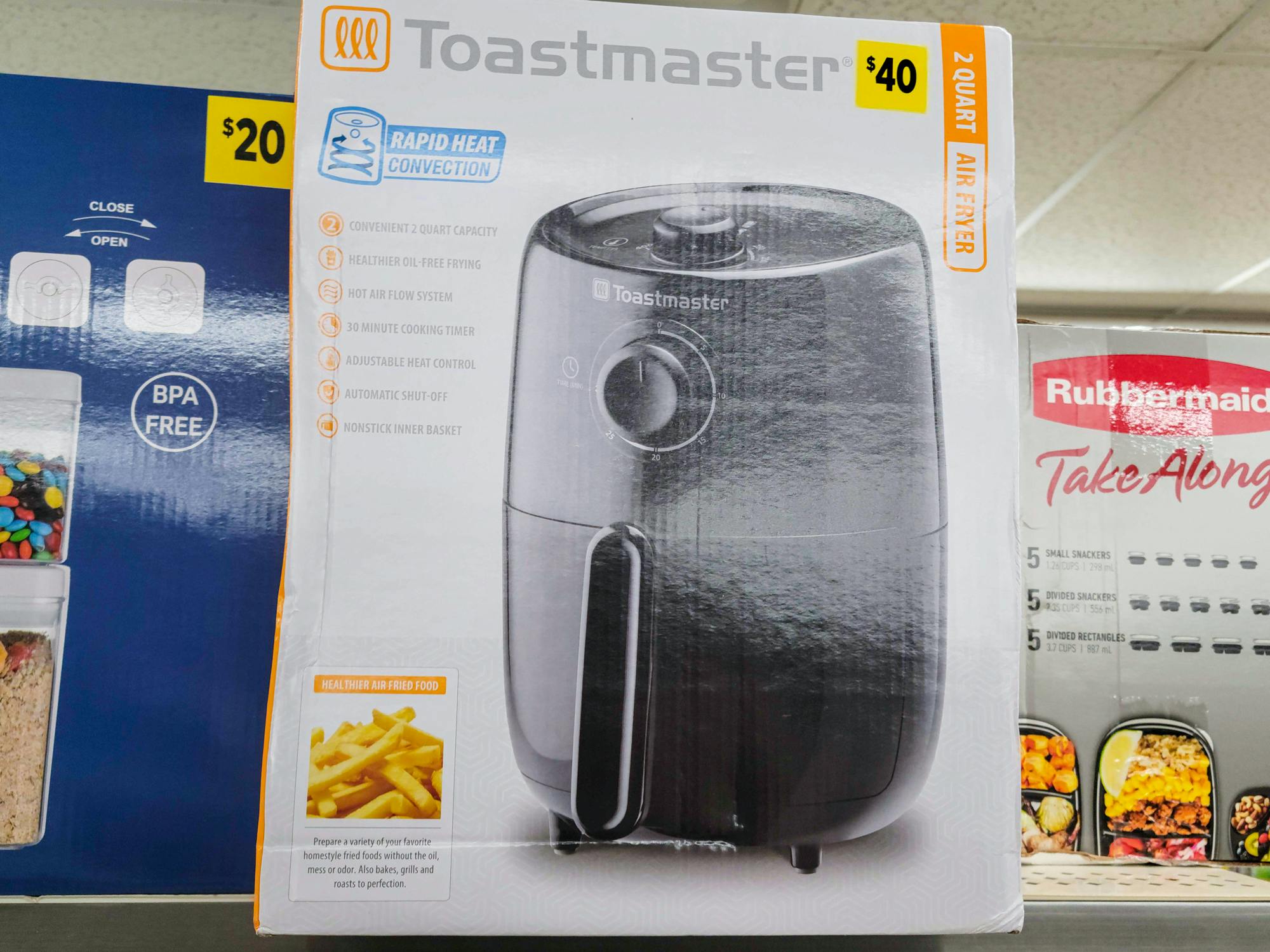toast master on a shelf with a yellow clearance tag
