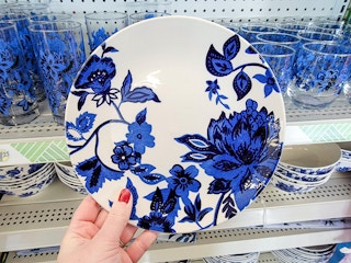 blue floral plate
