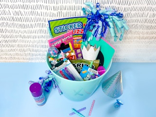 diy dollar tree gift basket with birthday themed gifts