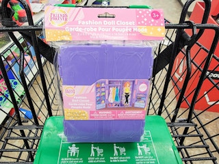 fold out fashion doll closet in a cart
