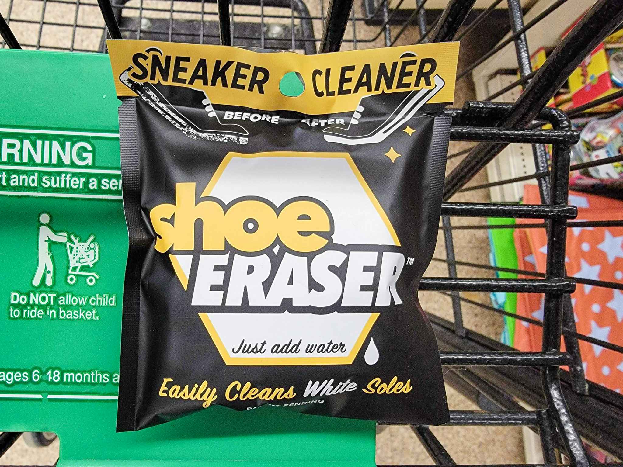 shoe eraser in a cart