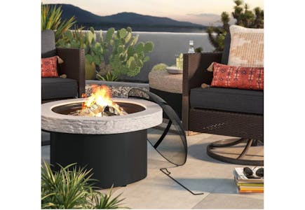 Stack Stone Wood Burning Outdoor Fireplace with Screen