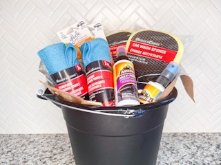 gift basket of car related items