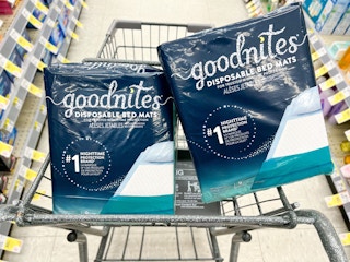 goodnites bed mats in shopping cart