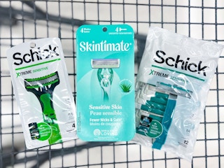schick, skintimate, and schick disposable razors in shopping cart