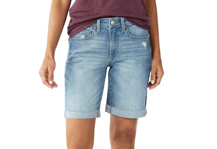 High-Waist Bermuda Jean Shorts