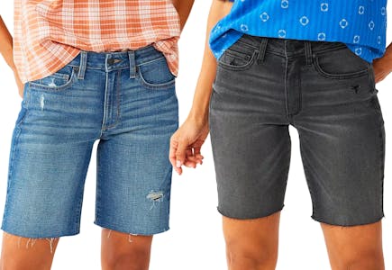 High-Waist 9" Bermuda Jean Shorts