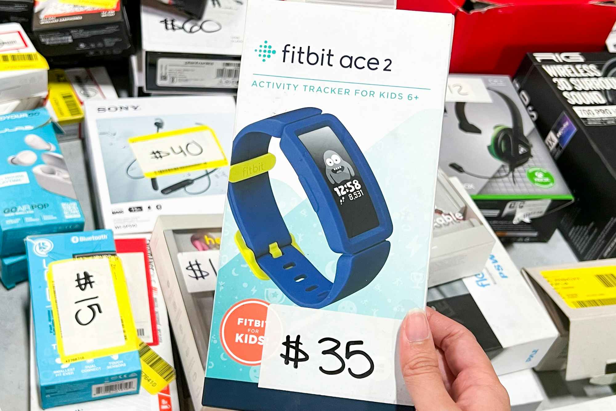 A fitbit ace 2 for sale at a liquidation store