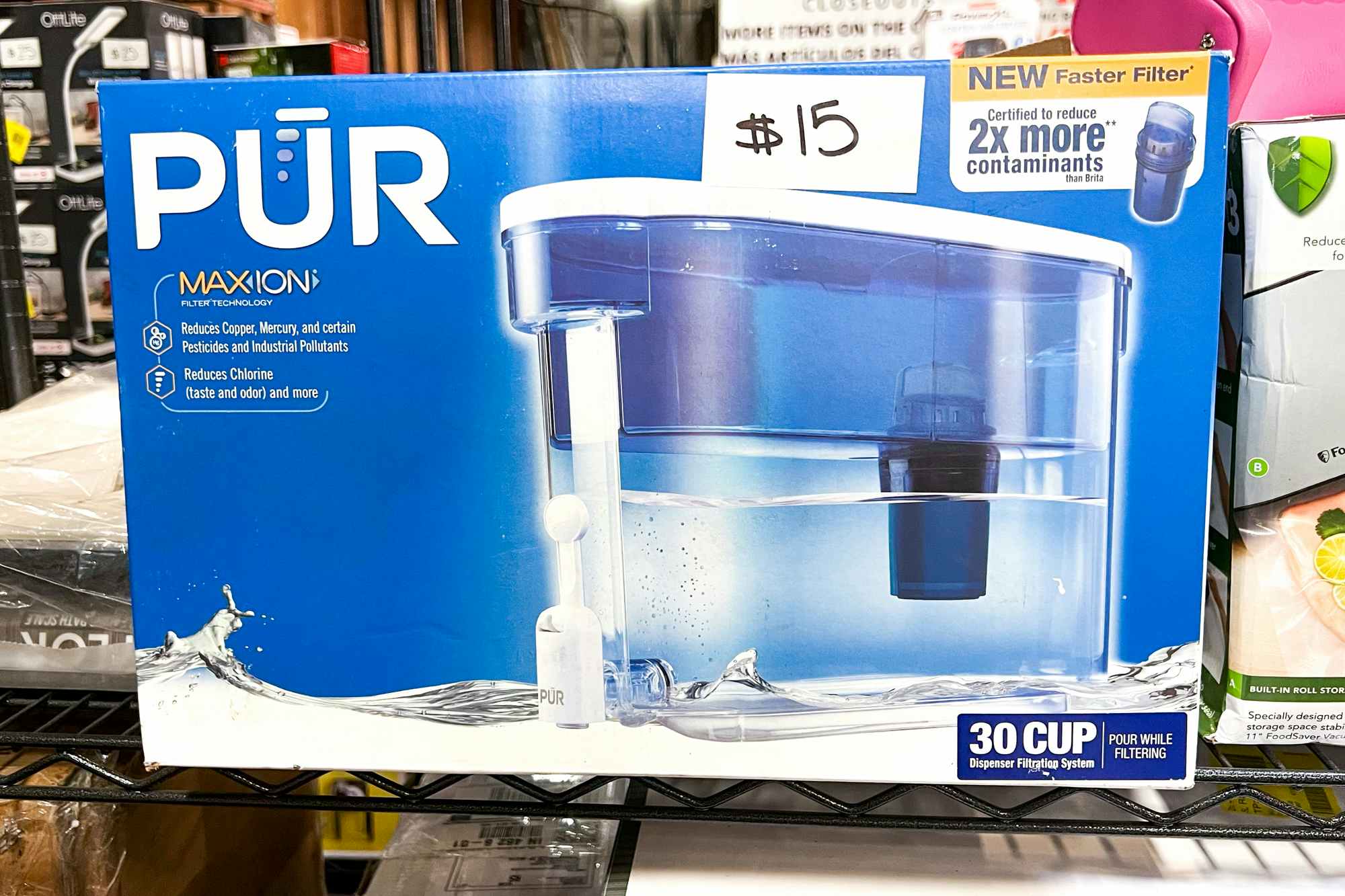 A PUR water filter for sale at a liquidation store