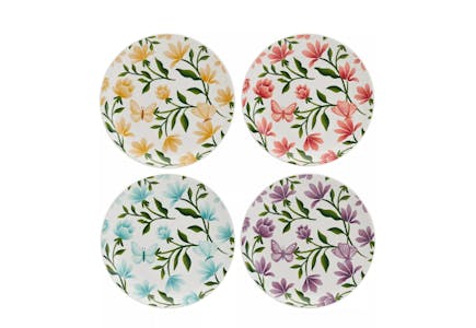4-Piece  Floral Butterfly Salad Plates