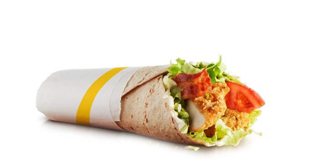 A McDonald's chicken McWrap, discontinued in the US but still available in Canada.