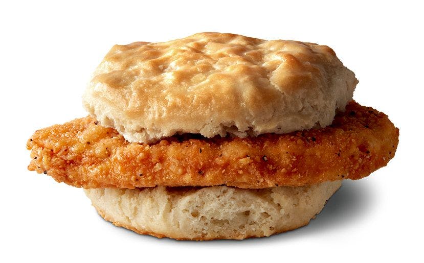 McDonald's McChicken Biscuit, available during breakfast hours.