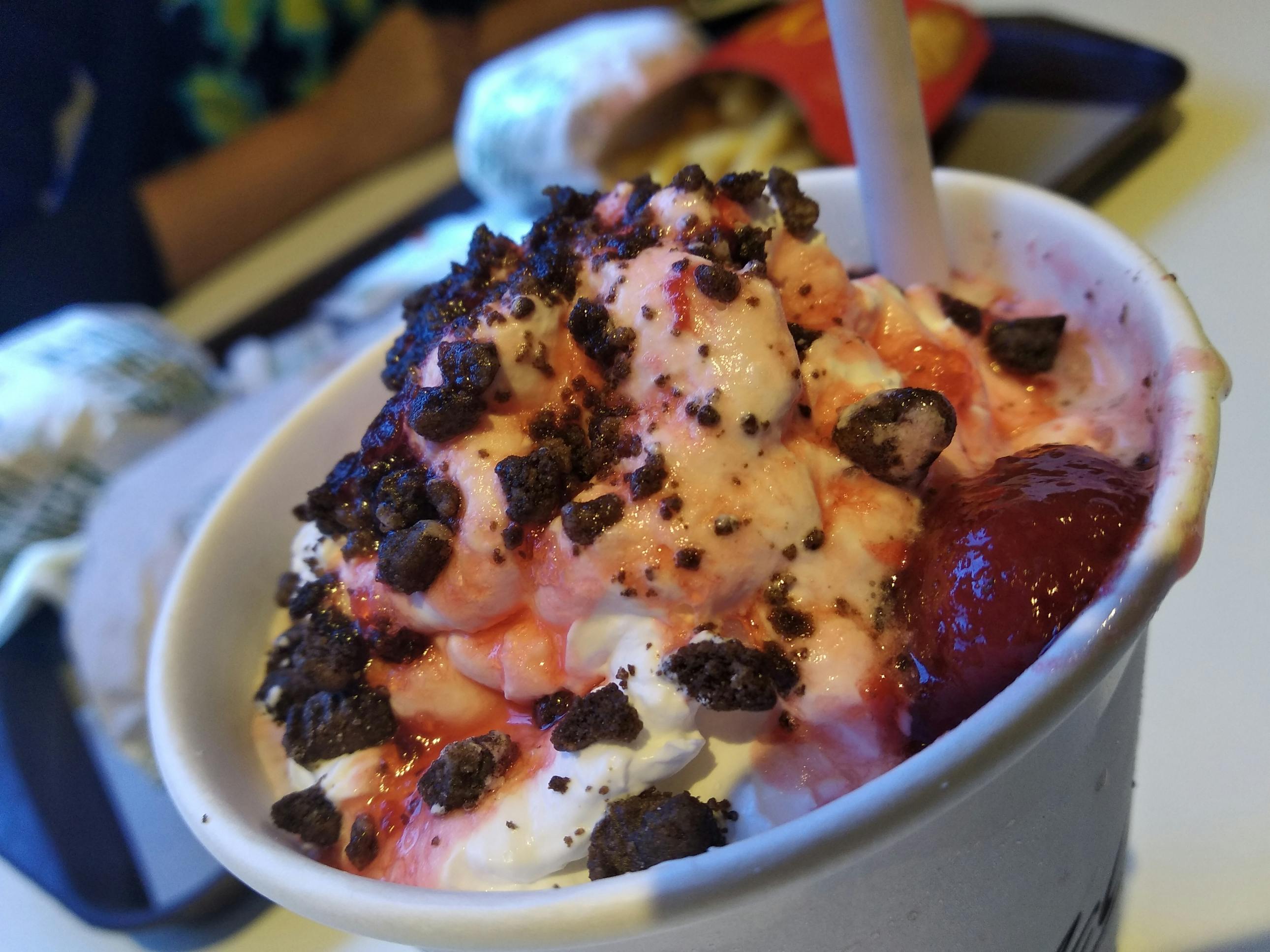 A strawberry milkshake/Oreo McFlurry mashup