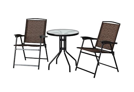 Rattan Folding Chairs & Table Set