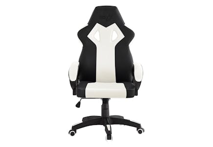 Loungie White & Black Swivel Gaming Chair
