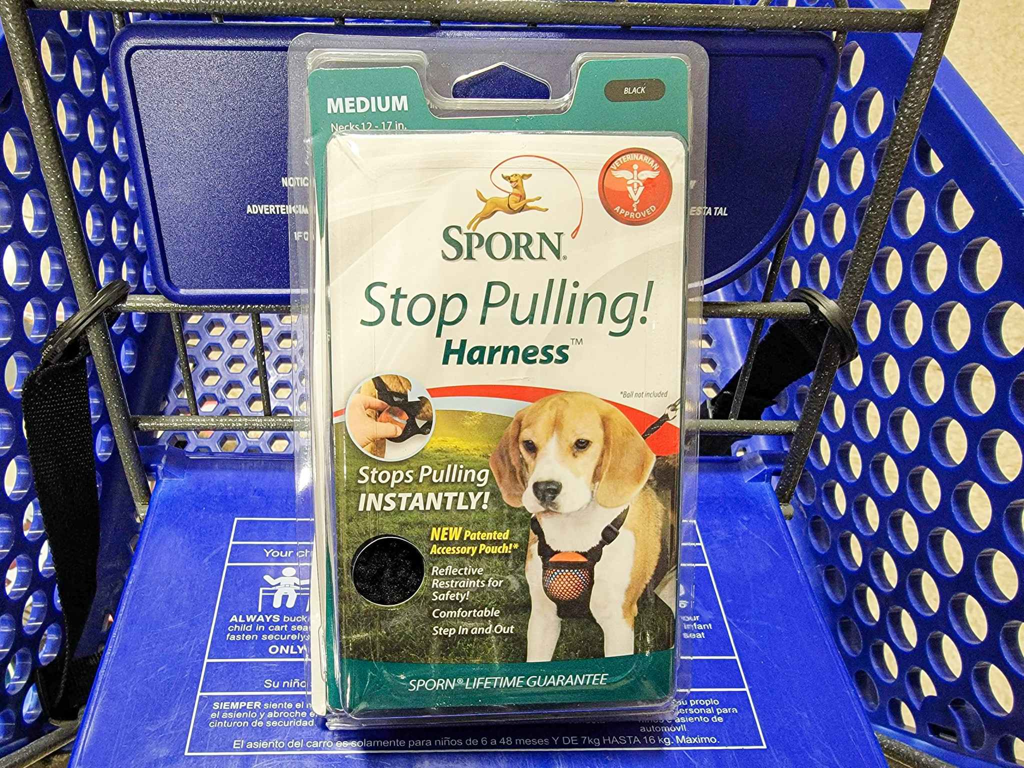 dog harness in a cart