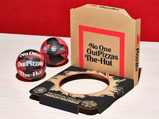 pizza hut mini basketball, pizza box with hoop, and and big new yorker pizza