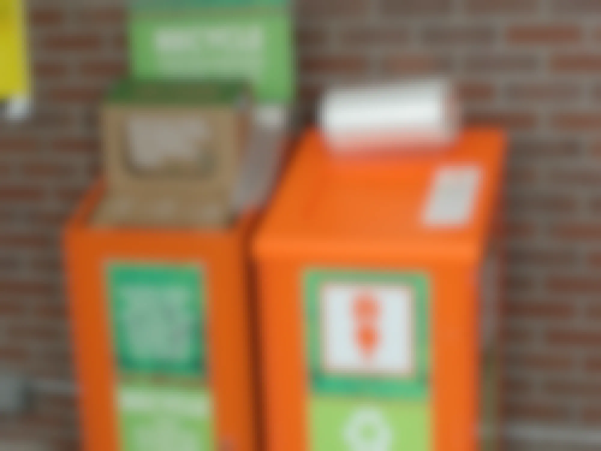 a recycling bin at the home depot