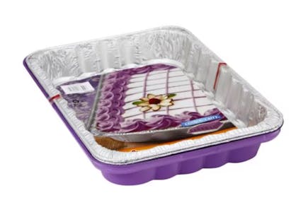 2 Handi-Foil Cake Pans & Purple Lids