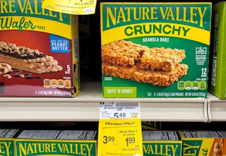 Nature valley granola bars on a shelf