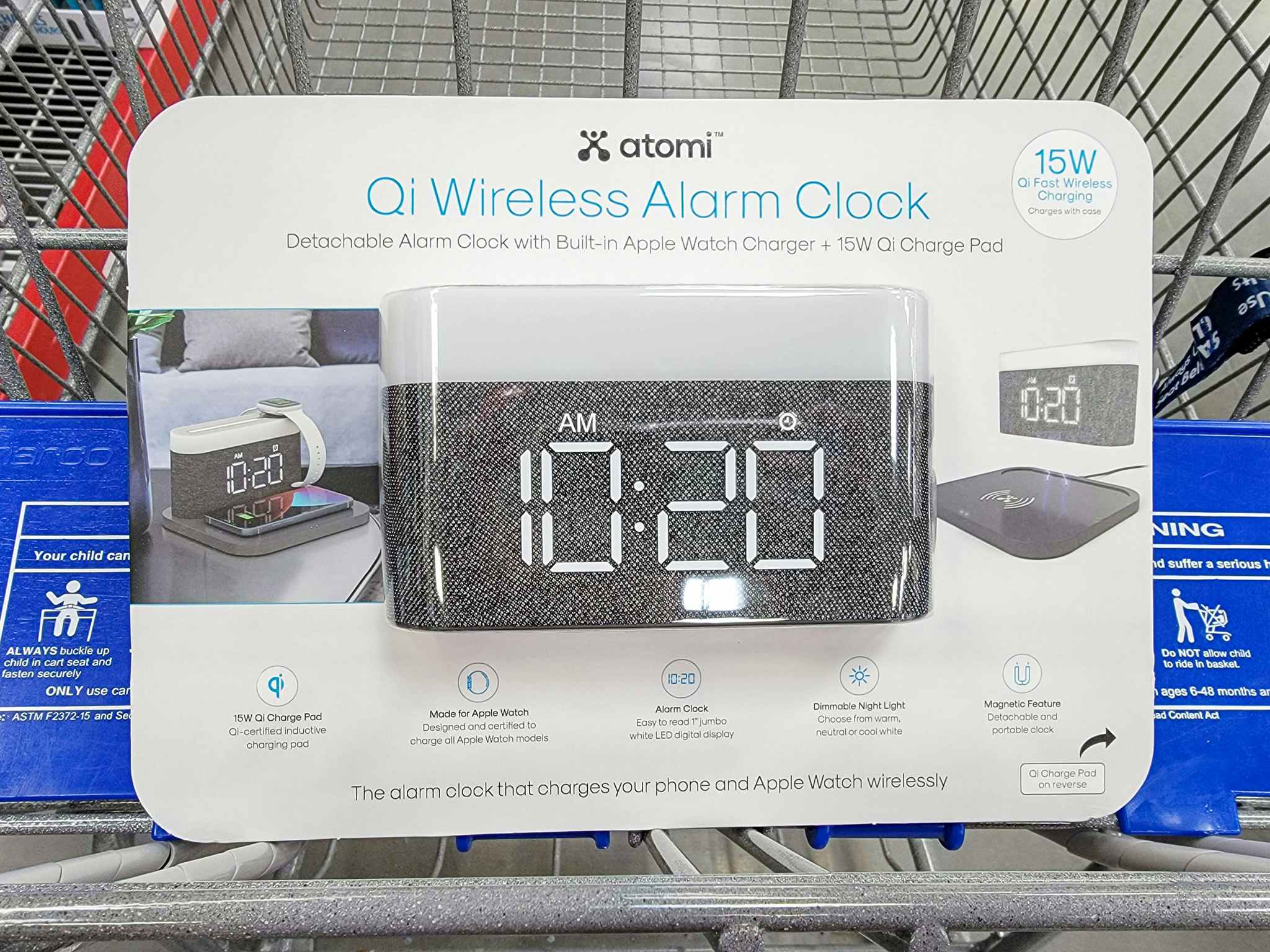 alarm clock with phone and watch charger in it