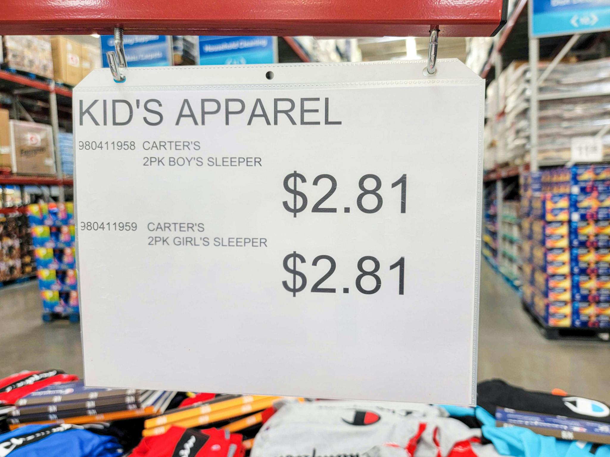 sign for 2.81 carters sleepers
