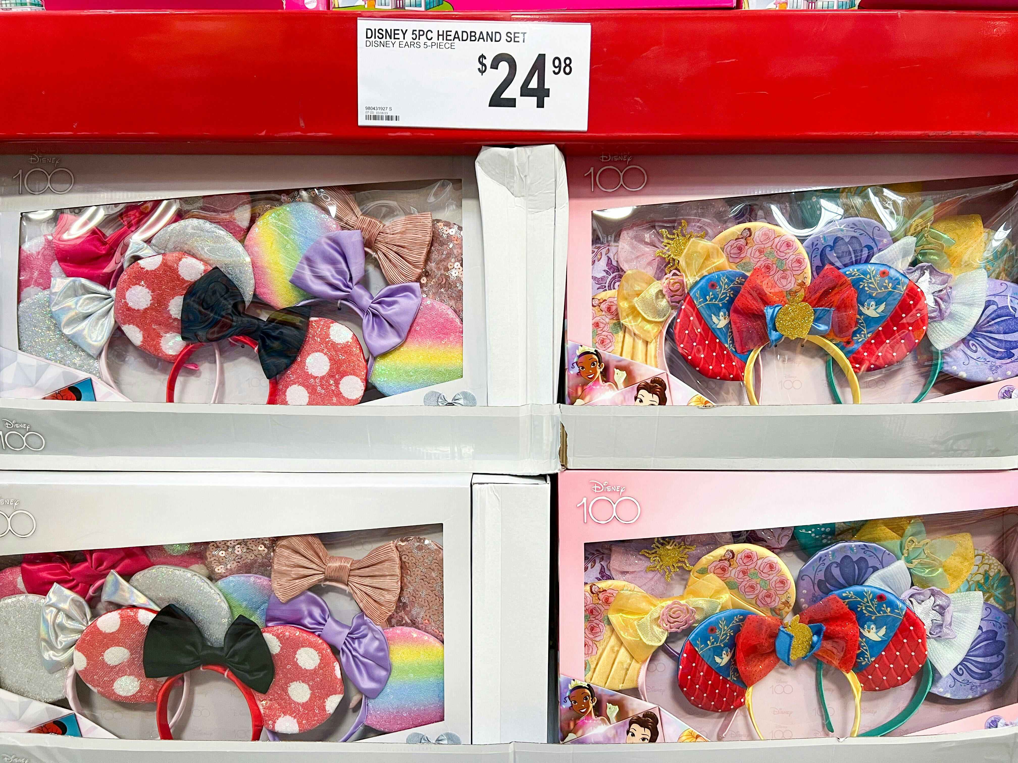 Boxes of Disney mouse ears stocked at Sam's Club