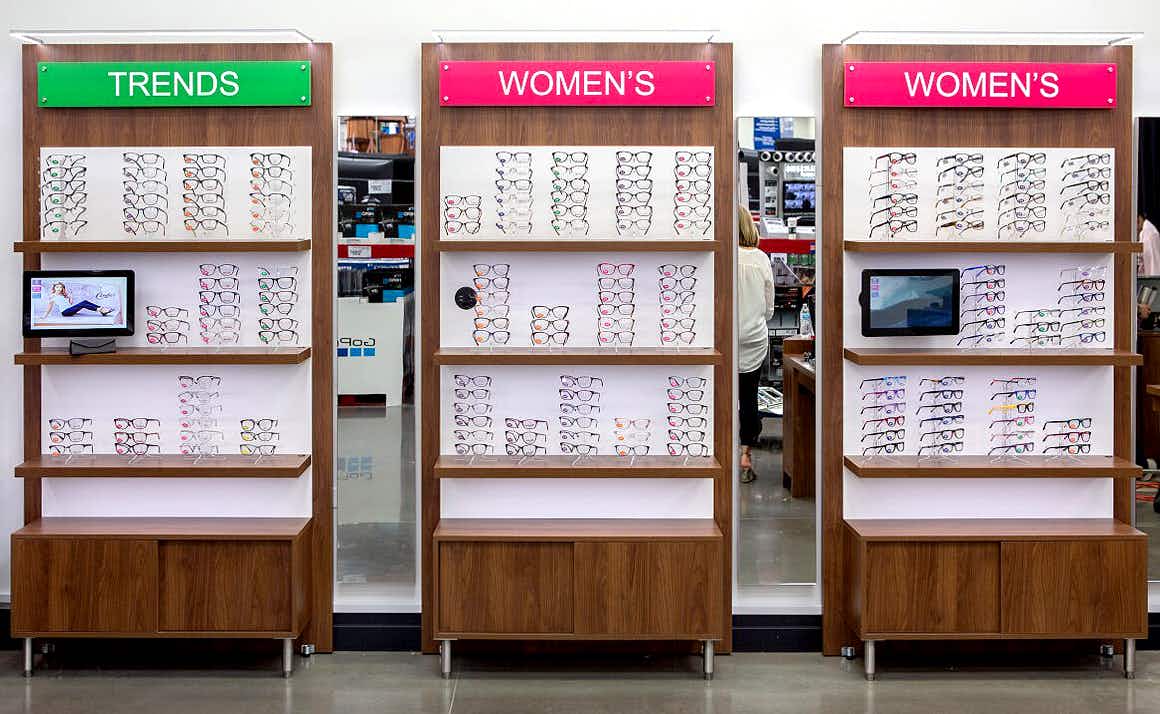 sams club optical trends and womens frames display cases