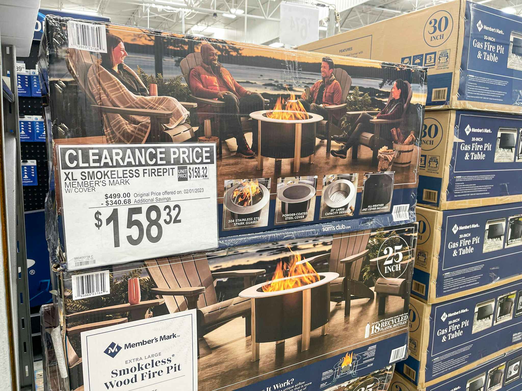 fire pit with clearance sign on it