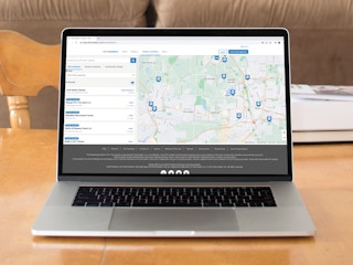 a computer with the silver sneakers locator on it