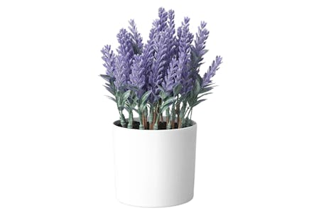 Lavender Faux Plant in White Melamine Pot