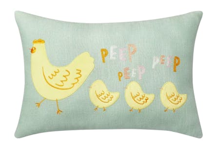 Chick Applique Easter Lumbar Throw Pillow