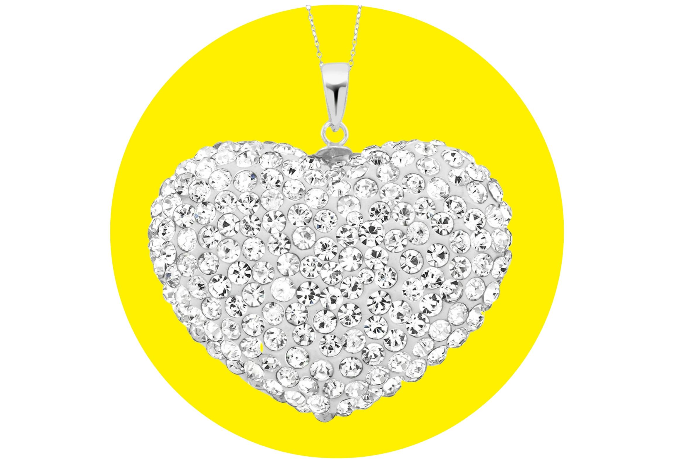 until gone 18K White-Gold-Plated Crystal Heart Drop Necklace stock image 2023 (1)