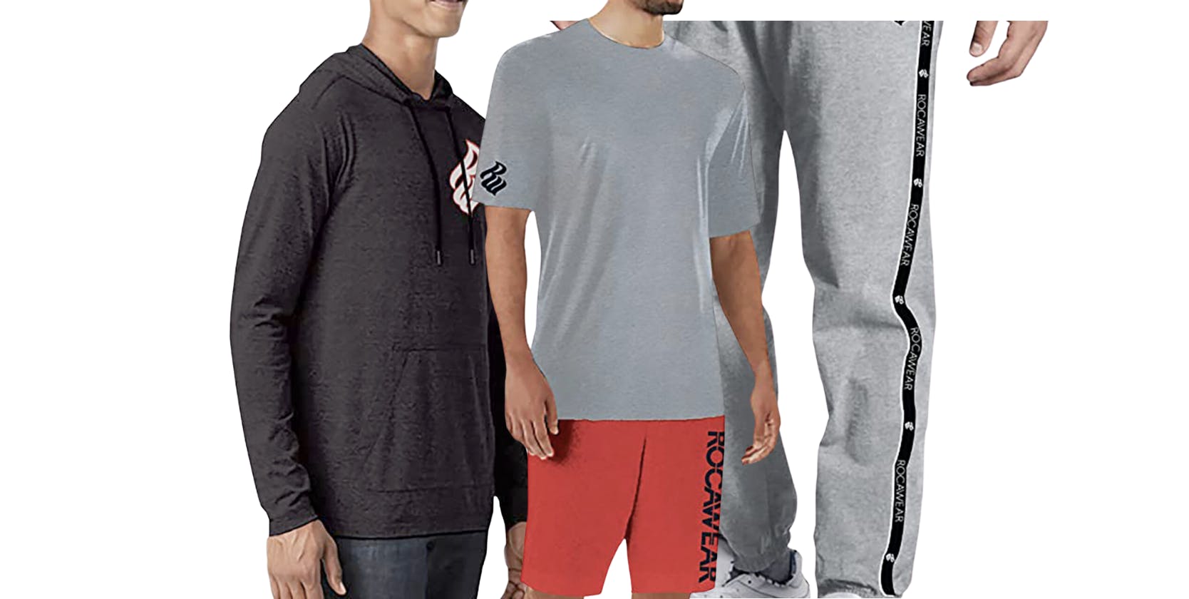 until gone Rocawear Men's 4-Piece Lounge Set with Joggers, Shorts, T-Shirt & Hoodie stock image 2023