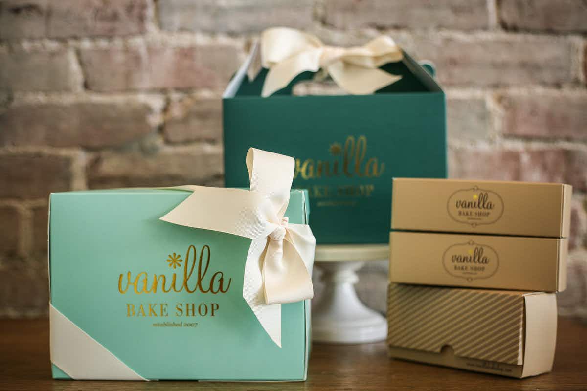 Different boxes from Vanilla Bake shop