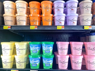 a variety of ice cream in the store cooler
