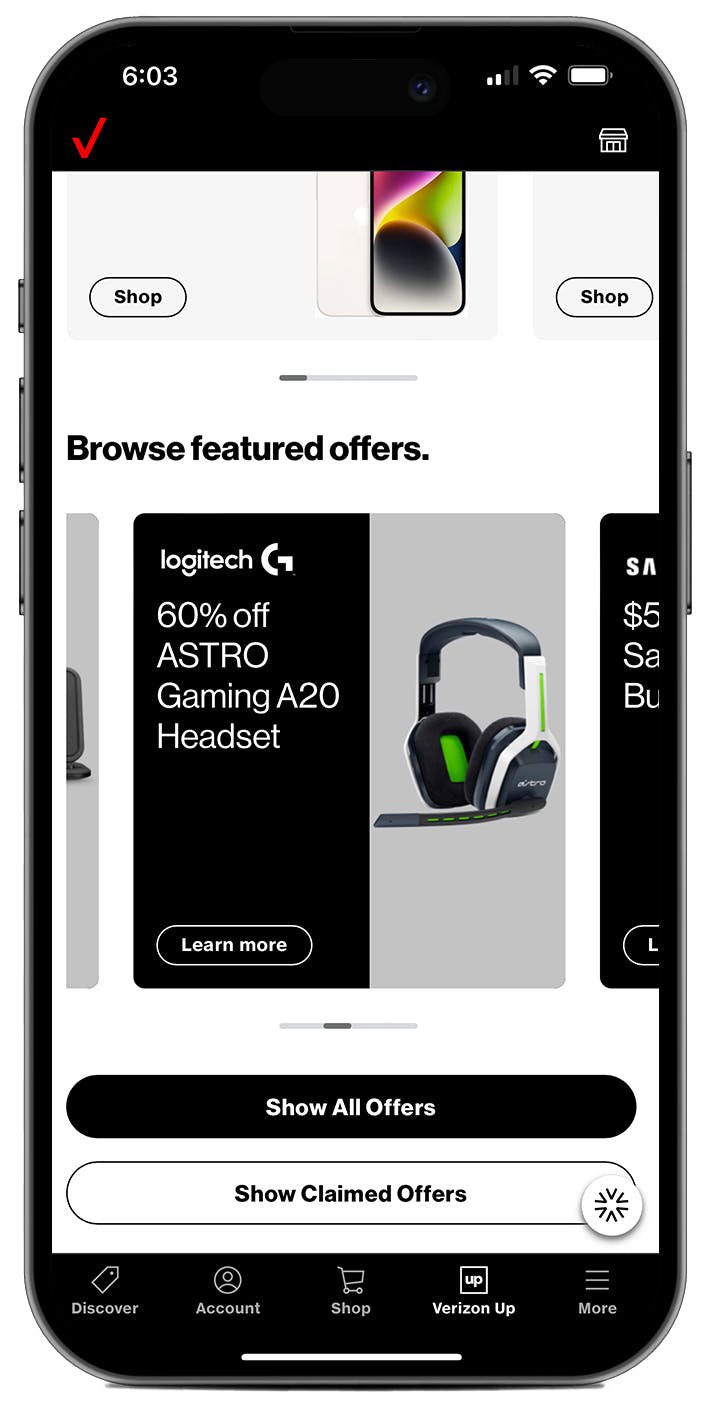 verizon up rewards on an iphone