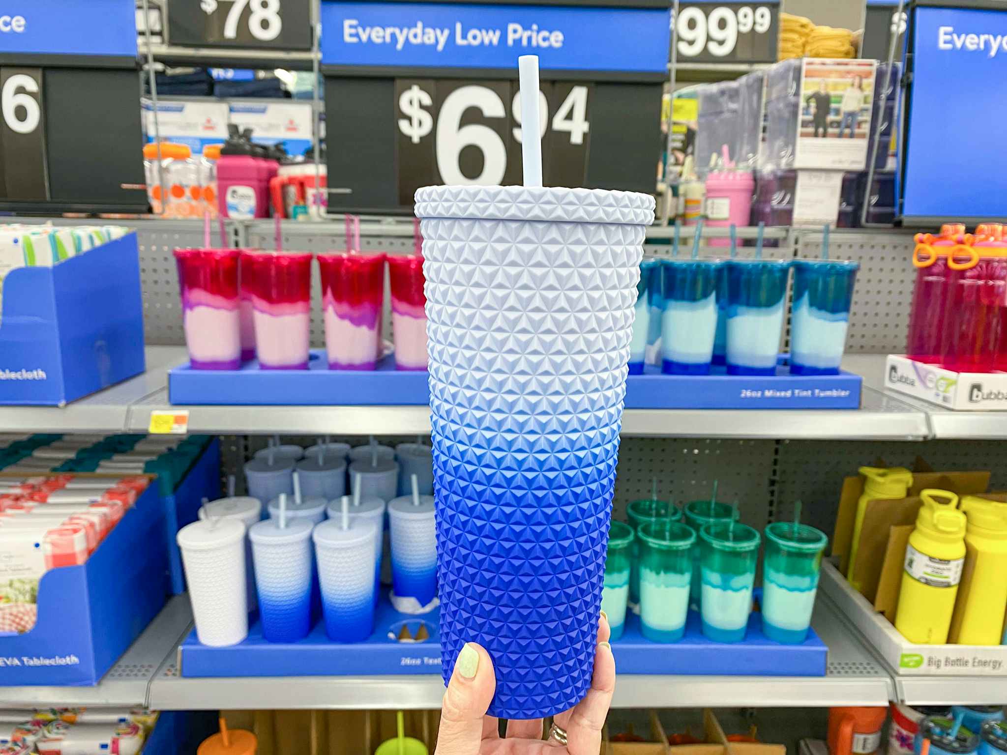 textured blue ombre Mainstays tumbler at Walmart