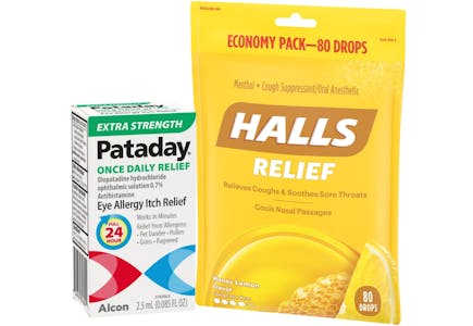 Halls Cough Drops & Pataday Allergy Relief Eye Drops