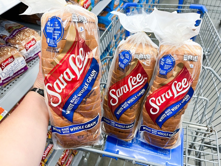 Sara Lee bread in a cart at Walmart