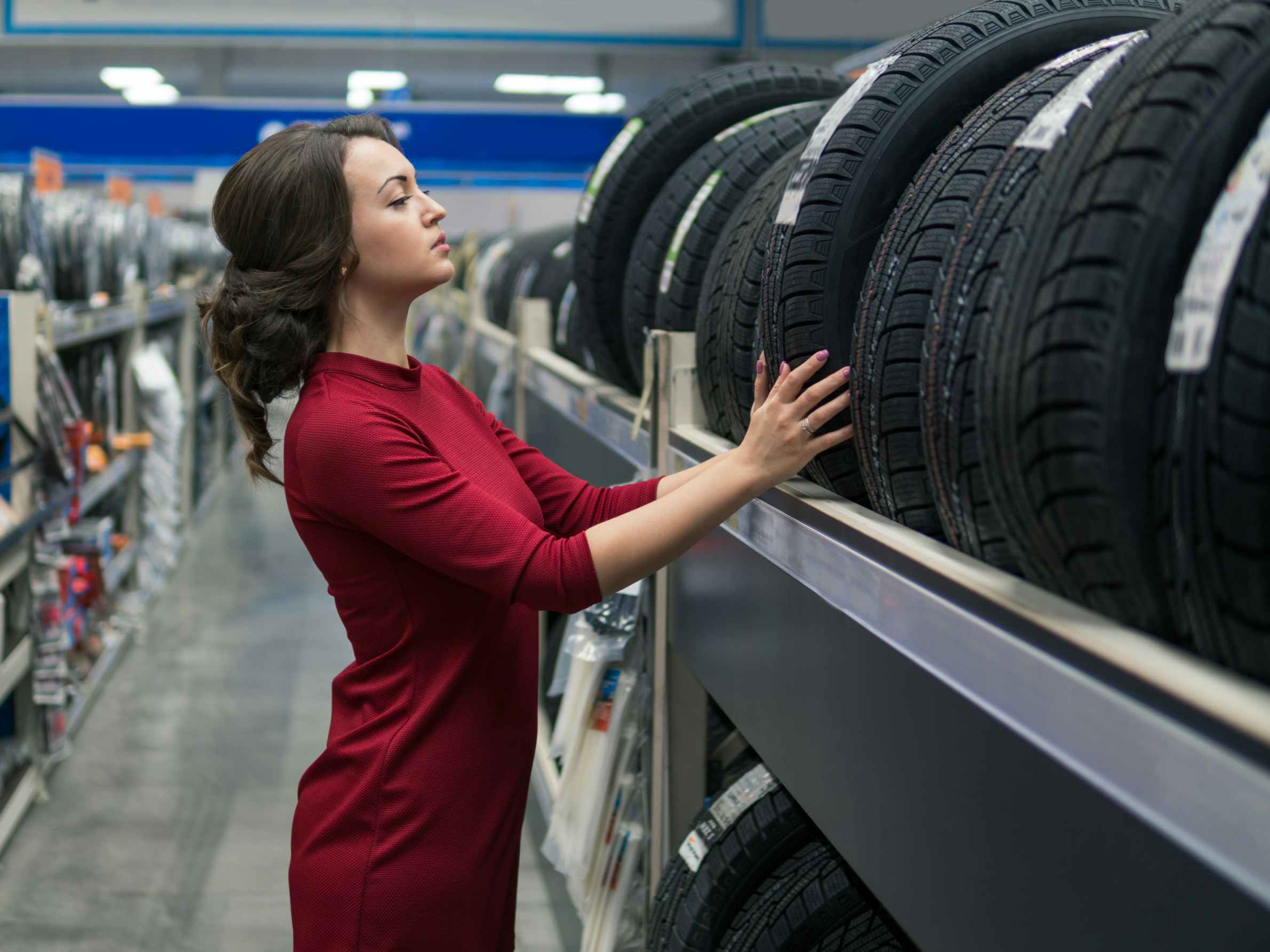 A person shopping for tires