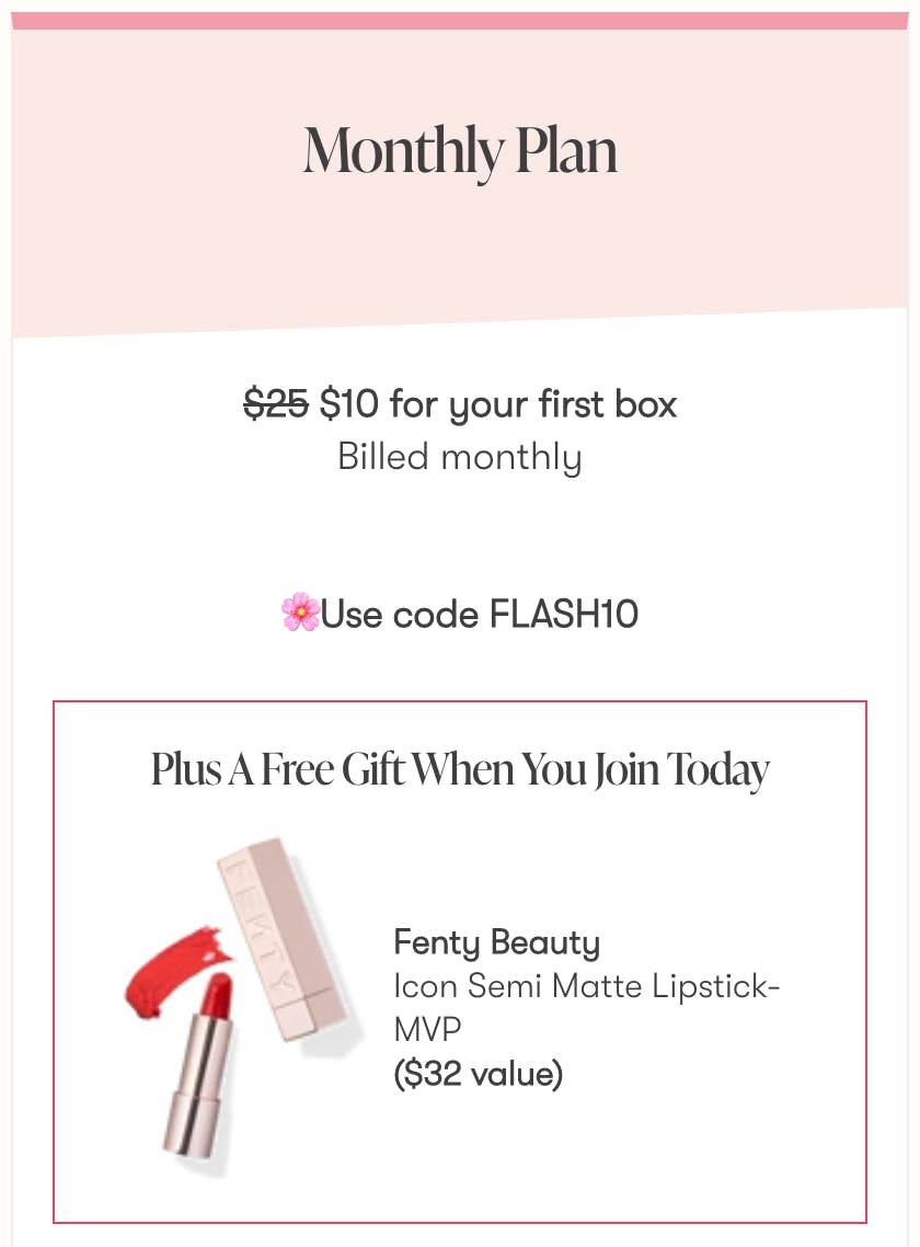 Allure Beauty Box, 10 Shipped + Free FullSize Fenty Lipstick The
