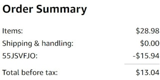 An Amazon order summary ending in $13.04