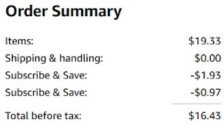 An Amazon order summary ending in $16.43