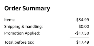 A screenshot of the total