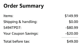 A screenshot of the total