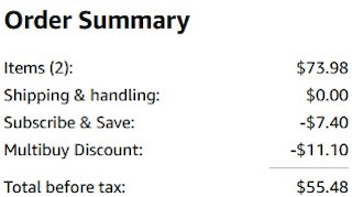 An Amazon order summary ending in $55.48